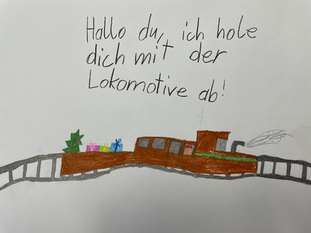 Kinderzeichnung: Lokomotive