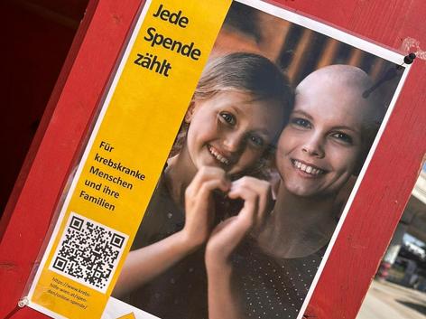 Plakat der Krebshilfe Wien "Jede Spende zählt"