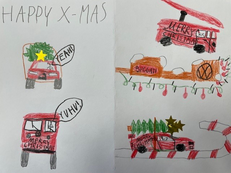 Kinderzeichung: rote Autos